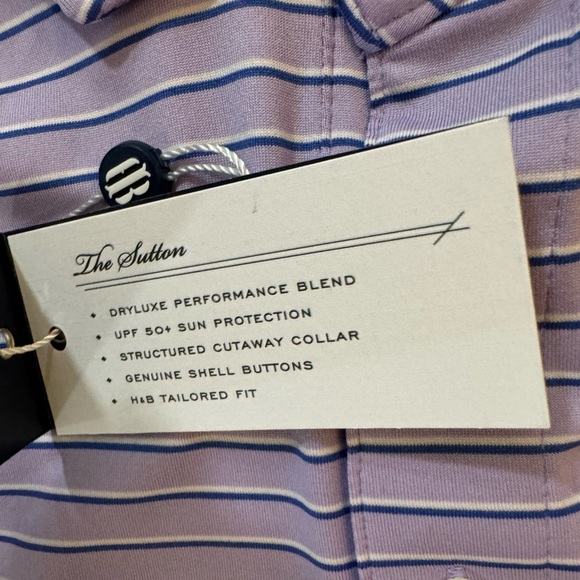 Holderness & Bourne The Sutton Shirt Striped Golf Performance Polo Purple XXL - Picture 5 of 5